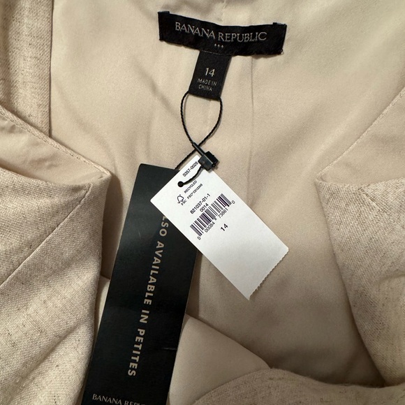 NWT Banana Republic Cream Beige Linen Wide-Leg Romper Sz 14 - Picture 3 of 4